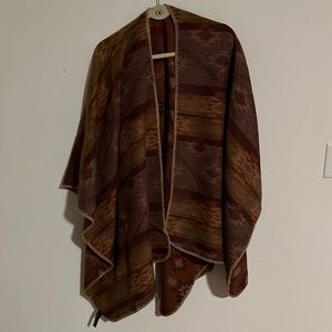 Brown aztec print poncho